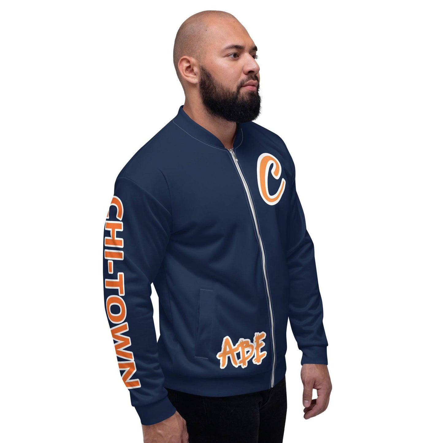ABE Brings you your favorite Bears Football team in stlye with this All-Over-Print Unisex Bomber jacket. Team Colors popping vibrant with flavor. The Monsters of the Midway Jacket will have the crowd watching you more than the game. With a brushed fleece inside, and a relaxed unisex fit, this Bomber Jacket is just the stuff of your dreams, so be quick to grab yourself one! ABE Bears Football Unisex Bomber Jacket.