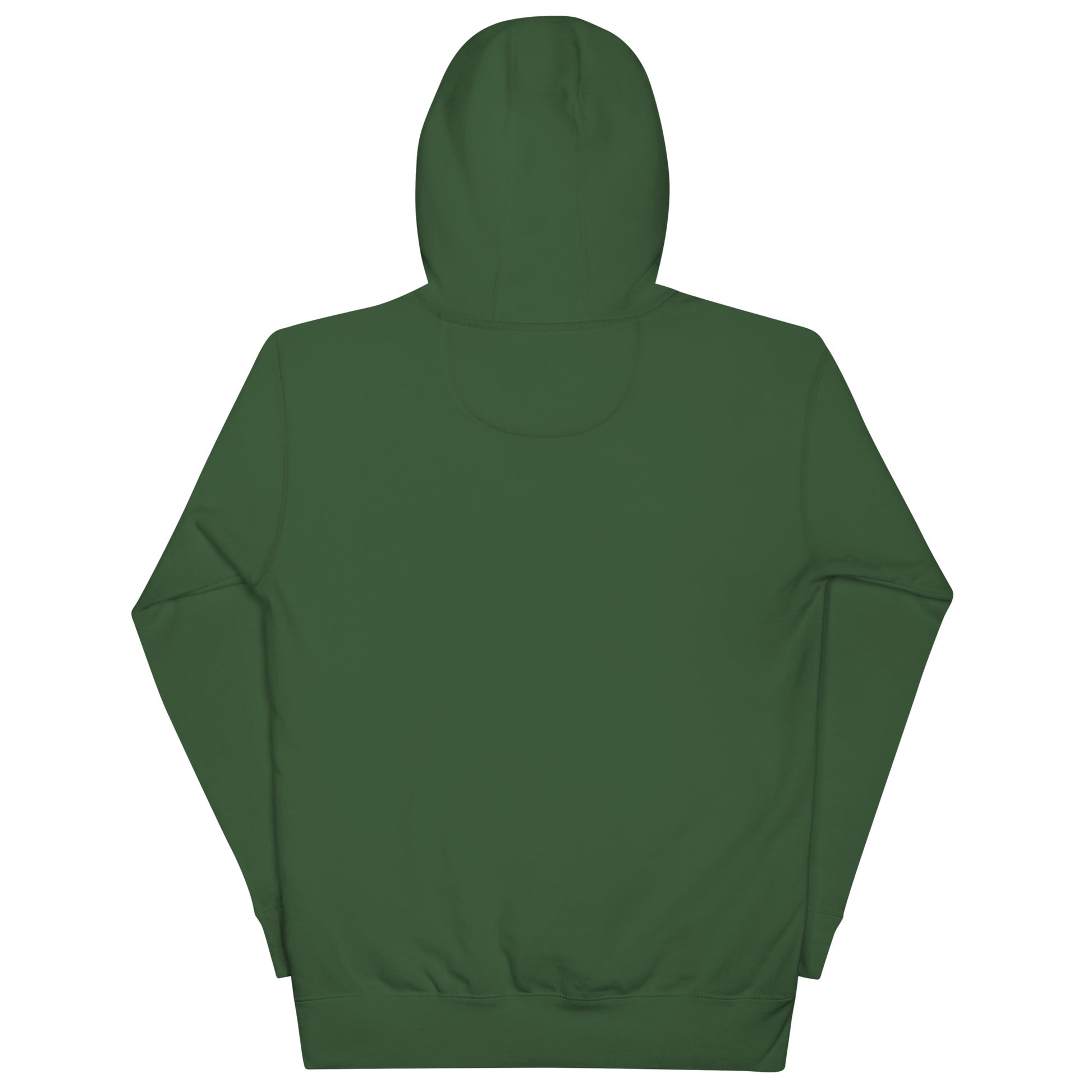 Unisex ABE Grey Embroidered Hoodie in forest green, perfect for chilly evenings with a stylish design and pouch pocket.