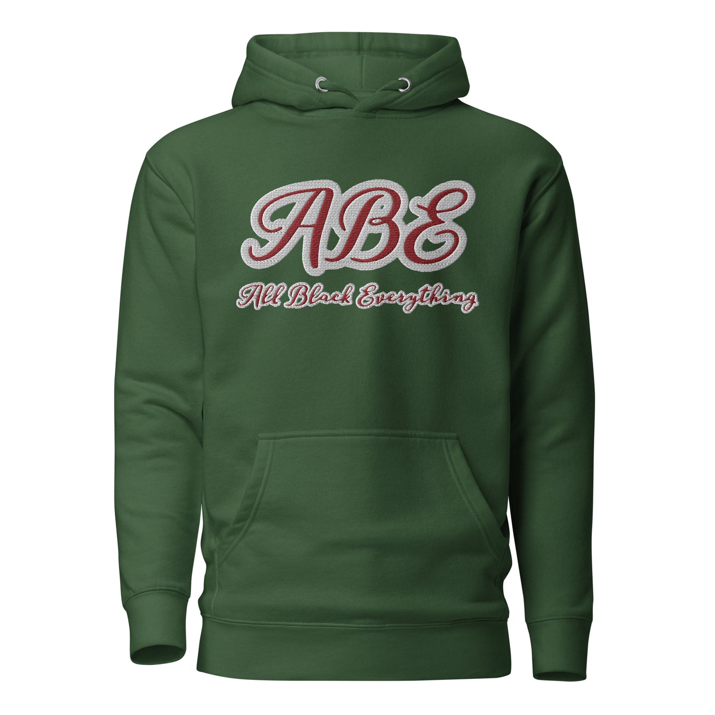 ABE All Black Everything Burgundy Embroidery Unisex Hoodie in green, featuring stylish embroidery for ultimate comfort.