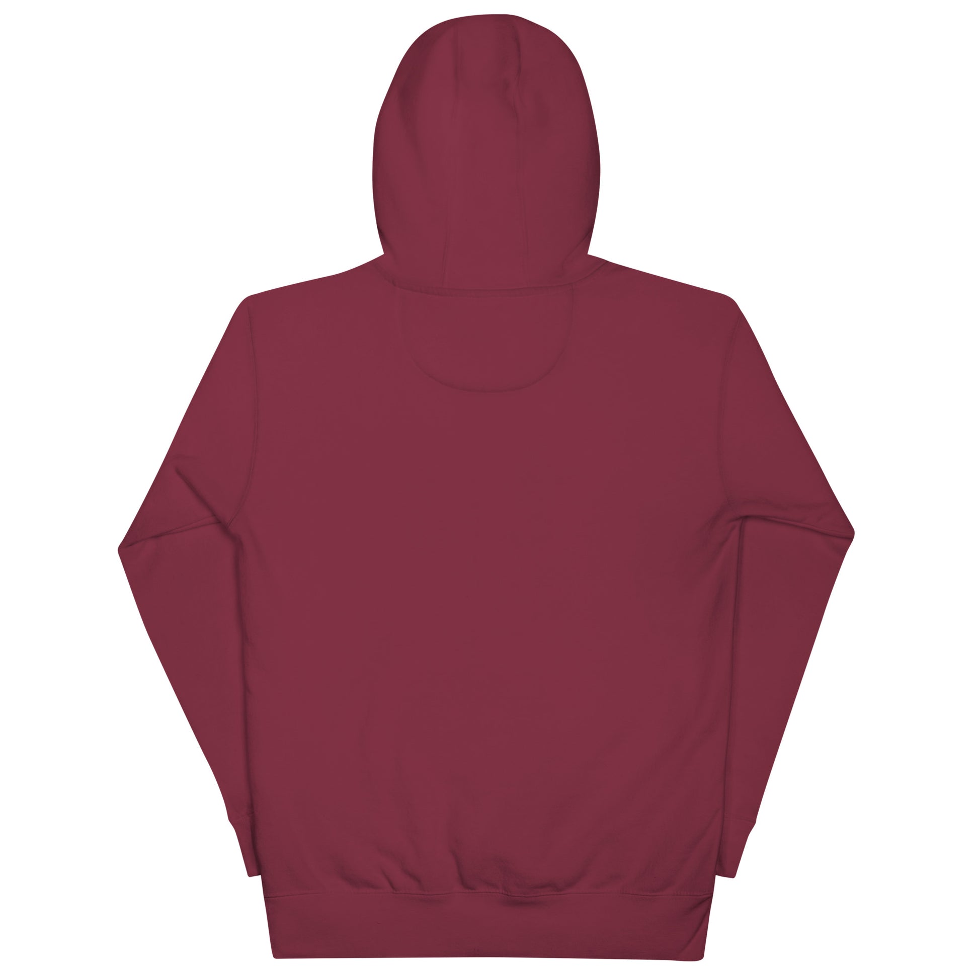 Soft maroon ABE Grey Embroidered Hoodie, perfect for streetwear with a cozy design and convenient pouch pocket.